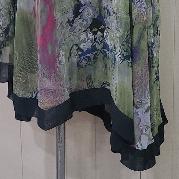 ABS by Allen Swartz Multi Color Tunic Dress Blouse Sz M Lined One Shoulder NWT - Picture 11 of 13